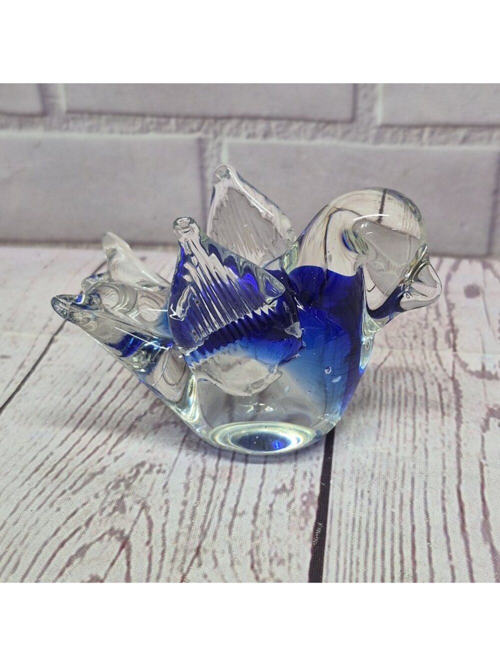 Blue Bird Hand Blown Art Glass Figurine Cobalt